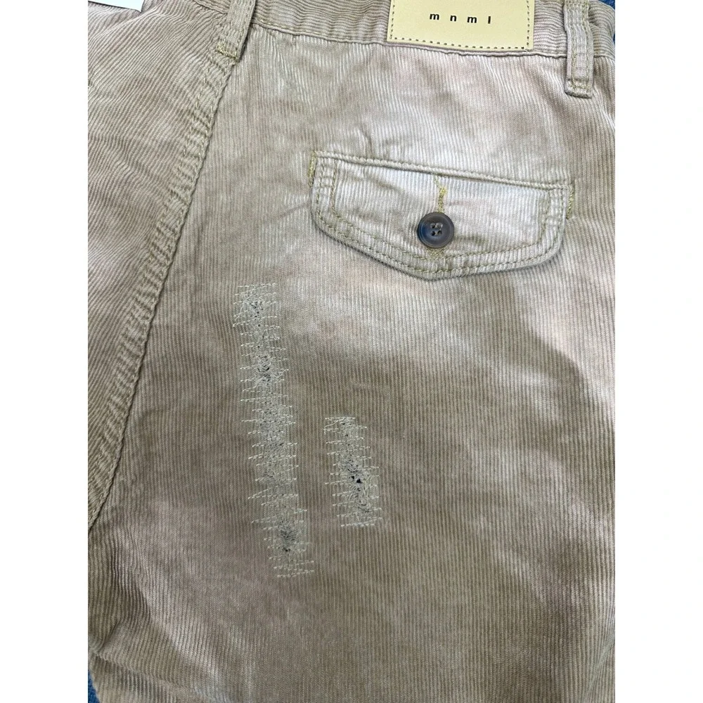 MNML V648 Repaired Corduroy Denim Tan Distressed Straight Leg Pants Mens Size 30